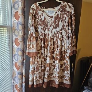 Emma & Michele Brown and Cream Floral Dress